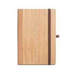 Vue Carnet A5 en feuilles de bambou et de liège avec pages lignées - Orwell de couleur beige| Krokrodeal