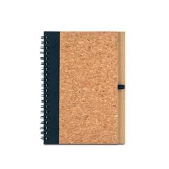 Vue Carnet B6 en liège et rPET avec stylo bille - Vicente de couleur noir| Krokrodeal