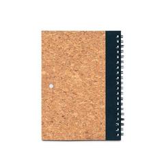 Vue Carnet B6 en liège et rPET avec stylo bille - Vicente de couleur noir| Krokrodeal