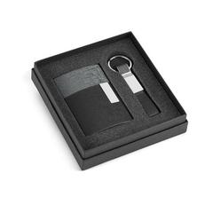 Set porte-cartes et porte-clés en métal et PU - Travolta publicitaire pas cher