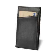 Vue Porte-cartes en cuir avec blocage RFID - Kutcher de couleur noir| Krokrodeal
