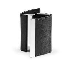 Vue Double porte-cartes en métal et PU - Lone de couleur noir| Krokrodeal