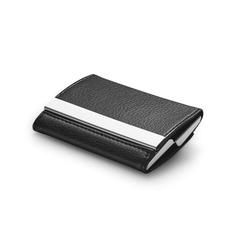 Vue Double porte-cartes en métal et PU - Lone de couleur noir| Krokrodeal