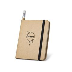 Vue Bloc-notes A7 avec feuilles non-lignées - Bronte de couleur beige| Krokrodeal