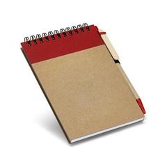 Vue Bloc-notes de poche en spirale avec pages non lignées - Ringord de couleur rouge| Krokrodeal