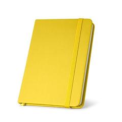 Vue Bloc notes A5 en PU avec feuilles unies - Hemingway de couleur jaune| Krokrodeal