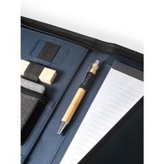 Vue Porte documents A4 en 300D 100% rPET avec fermeture éclair - Emerge folder de couleur bleu| Krokrodeal