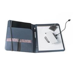 Vue Porte documents A4 en 300D 100% rPET avec fermeture élastique - Emerge folder ii de couleur bleu| Krokrodeal