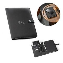 Vue générale Porte documents A5 en 300D 100% rPET avec chargeur sans fil - Emerge a5 folder | Krokrodeal