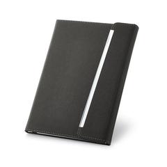 Vue Bloc-notes A5 en PU avec fermeture magnétique - Lispector de couleur noir| Krokrodeal