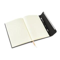 Vue Bloc-notes A5 en PU avec fermeture magnétique - Lispector de couleur noir| Krokrodeal