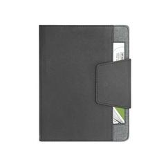 Vue Couverture en PU et tissu polyester avec bloc-notes A5 - Russel de couleur gris| Krokrodeal