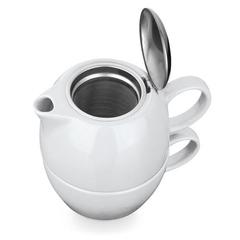 Vue Set à thé 2 en 1 en porcelaine - Cole de couleur blanc| Krokrodeal