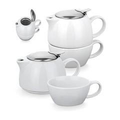 Vue générale Set à thé 2 en 1 en porcelaine - Cole | Krokrodeal