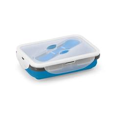 Vue SAFFRON. Lunch Box. Boîte hermétique rétractable en silicone et PP 640 mL de couleur bleu| Krokrodeal