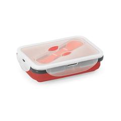 Vue SAFFRON. Lunch Box. Boîte hermétique rétractable en silicone et PP 640 mL de couleur rouge| Krokrodeal