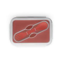 Vue SAFFRON. Lunch Box. Boîte hermétique rétractable en silicone et PP 640 mL de couleur rouge| Krokrodeal