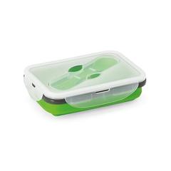 Vue SAFFRON. Lunch Box. Boîte hermétique rétractable en silicone et PP 640 mL de couleur vert| Krokrodeal