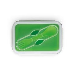 Vue SAFFRON. Lunch Box. Boîte hermétique rétractable en silicone et PP 640 mL de couleur vert| Krokrodeal