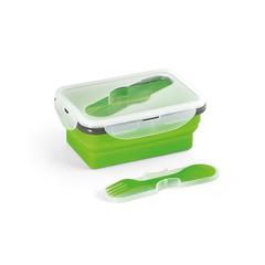 Vue SAFFRON. Lunch Box. Boîte hermétique rétractable en silicone et PP 640 mL de couleur vert| Krokrodeal