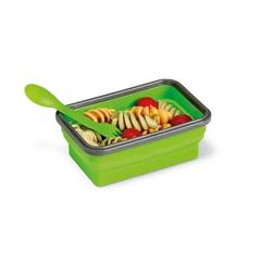 Vue SAFFRON. Lunch Box. Boîte hermétique rétractable en silicone et PP 640 mL de couleur vert| Krokrodeal