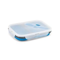 Vue DILL. Lunch Box. Boîte hermétique rétractable en silicone et PP (480 et 760 mL) de couleur bleu| Krokrodeal