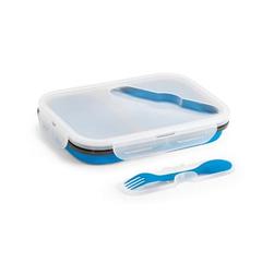 Vue DILL. Lunch Box. Boîte hermétique rétractable en silicone et PP (480 et 760 mL) de couleur bleu| Krokrodeal