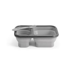 Vue DILL. Lunch Box. Boîte hermétique rétractable en silicone et PP (480 et 760 mL) de couleur gris| Krokrodeal