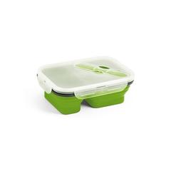 Vue DILL. Lunch Box. Boîte hermétique rétractable en silicone et PP (480 et 760 mL) de couleur vert| Krokrodeal