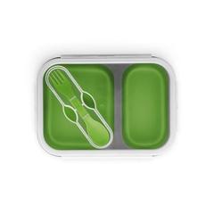 Vue DILL. Lunch Box. Boîte hermétique rétractable en silicone et PP (480 et 760 mL) de couleur vert| Krokrodeal