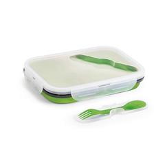 Vue DILL. Lunch Box. Boîte hermétique rétractable en silicone et PP (480 et 760 mL) de couleur vert| Krokrodeal
