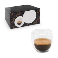 Vue générale Set à café en verre isotherme avec 2 verres - Expresso | Krokrodeal