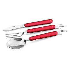 Vue Ensemble de couverts en acier inoxydable - Lery de couleur rouge| Krokrodeal