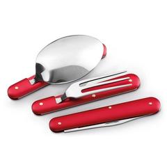 Vue Ensemble de couverts en acier inoxydable - Lery de couleur rouge| Krokrodeal