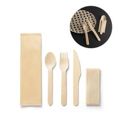 Vue générale Ensemble de couverts en bois - Suya | Krokrodeal