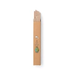 Vue Lot de 10 pailles en papier kraft - Lamone de couleur beige| Krokrodeal