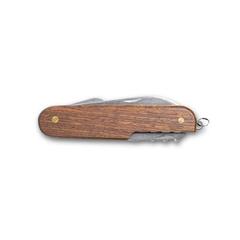 Vue Couteau de poche multifonction en acier inoxydable et bois - Belpiano de couleur beige| Krokrodeal