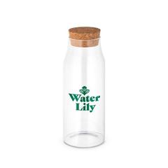 Vue Bouteille en verre avec couvercle en liège 1 litre - Jasmin 1000 de couleur beige| Krokrodeal