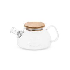 Vue Théière en verre borosilicate 750mL avec couvercle en bambou - Snead de couleur beige| Krokrodeal