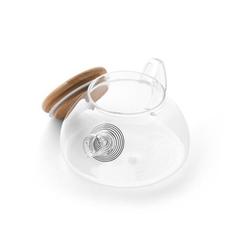 Vue Théière en verre borosilicate 750mL avec couvercle en bambou - Snead de couleur beige| Krokrodeal