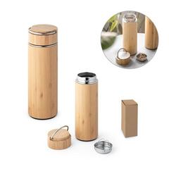 Vue générale Thermos 440mL en bambou et acier inox - Sow | Krokrodeal