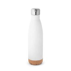 Vue Thermos 560mL en acier inox avec base en liège - Solberg de couleur blanc| Krokrodeal
