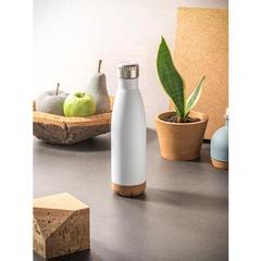 Vue générale Thermos 560mL en acier inox avec base en liège - Solberg | Krokrodeal