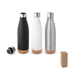 Vue générale Thermos 560mL en acier inox avec base en liège - Solberg | Krokrodeal