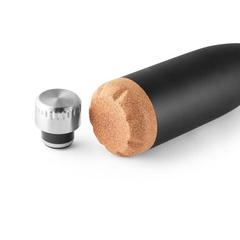 Vue Thermos 560mL en acier inox avec base en liège - Solberg de couleur noir| Krokrodeal