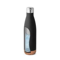 Vue Thermos 560mL en acier inox avec base en liège - Solberg de couleur noir| Krokrodeal