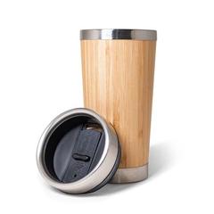 Vue Tasse de voyage 500mL en babou et acier inox - Pietro de couleur beige| Krokrodeal