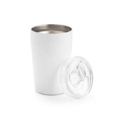 Vue Tasse de voyage 380mL en acier inox - Slider de couleur blanc| Krokrodeal