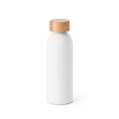 Vue Bouteille 550mL en aluminium avec bouchon en bambou - Queta de couleur blanc| Krokrodeal