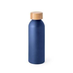 Vue Bouteille 550mL en aluminium avec bouchon en bambou - Queta de couleur bleu| Krokrodeal